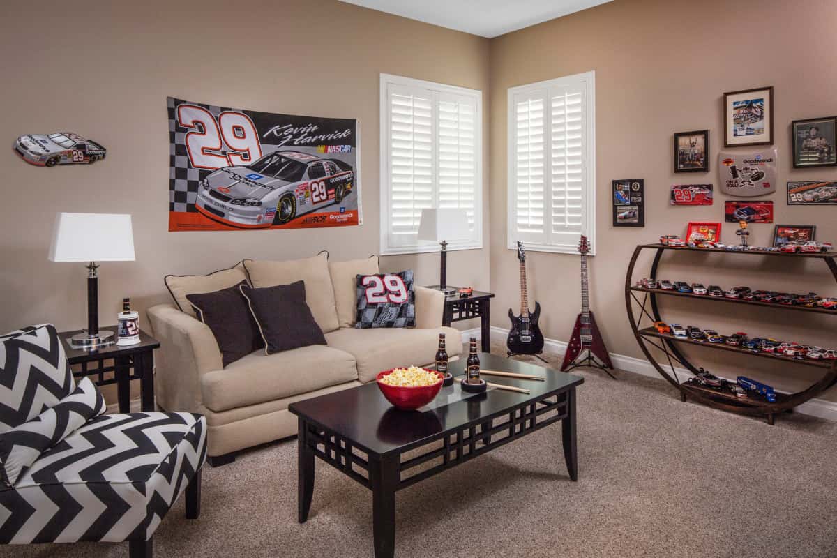 Clearwater man cave with shutters